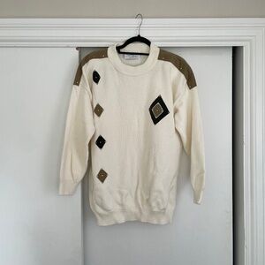 Vintage "Something More" Crewneck Sweater with Diamond Patten
